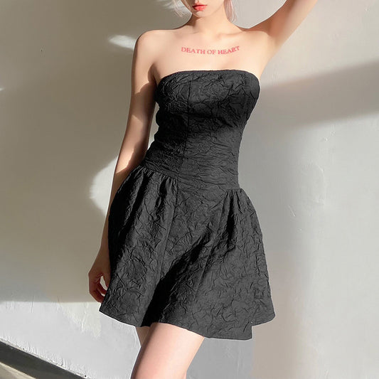 High Waist Slim Sexy Zipper Tube Top Halter Dress Women